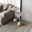 Ver imagem 1 de Conjunto Mesa Lateral de Canto Milão 65x40x40cm Cinza 100% MDF