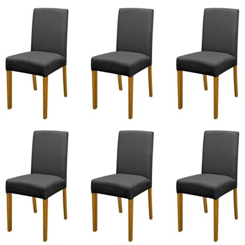 Kit 6 Cadeiras de Jantar Estofadas Madeira Maciça Multimóveis Cr15023 Madeirado/preto