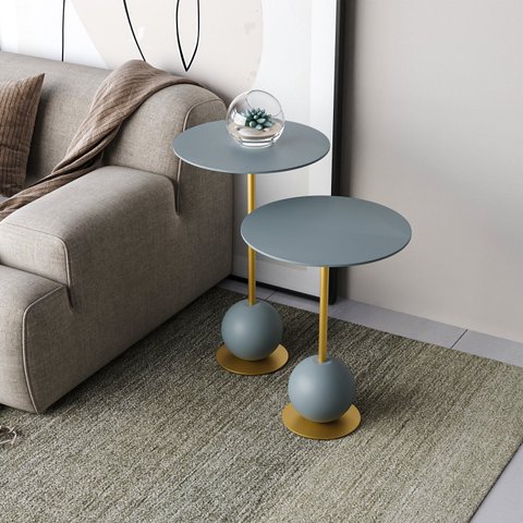 Conjunto Mesa Lateral de Canto Milão 65x40x40cm Cinza 100% MDF