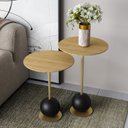 Ver imagem 4 de Conjunto Mesa Lateral de Canto Milão 65x40x40cm Marrom 100% MDF