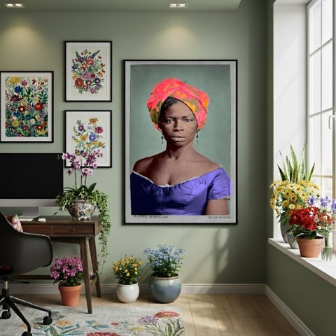 Quadro Decor Olhar do Rio Antigo 70x50cm Mold Preta