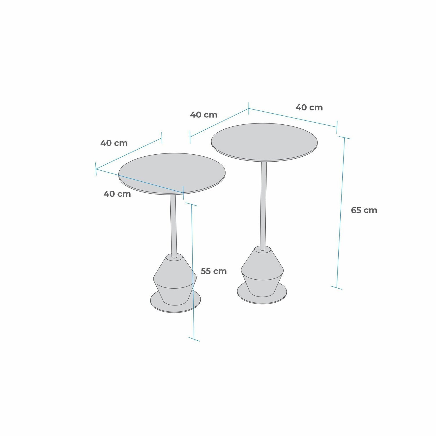 Conjunto Mesa de Canto Asti 65x40x40cm - 3