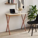 Ver imagem 2 de Mesa para Pc X 120x60 com Base em X para Quarto e Escritório - Ferro Cobre Tampo Off White