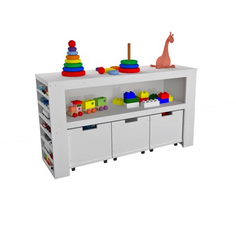 Organizador com Baús Porta Livros e Porta Carrinhos Argus 100% Mdf Woodcore