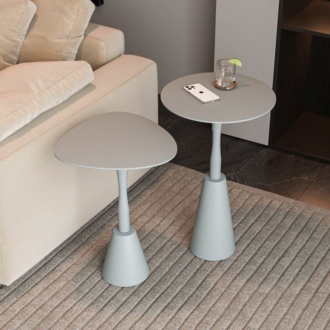 Conjunto Mesa Lateral de Canto Napoli 65x40x40cm Cinza 100% MDF