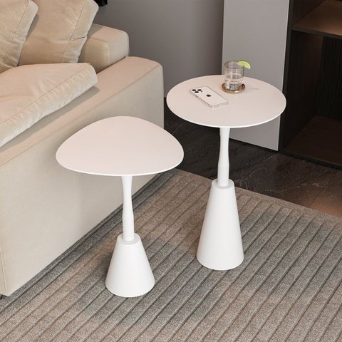Conjunto Mesa Lateral de Canto Napoli 65x40x40cm Branco