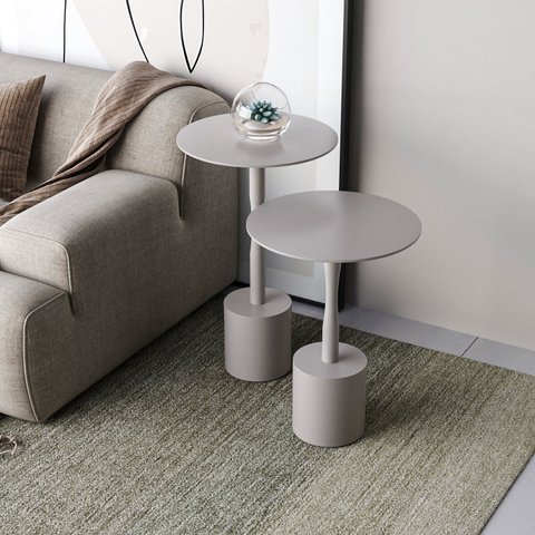 Conjunto Mesa Lateral de Canto Parma 100% MDF 65cm x 40cm x 40cm Cinza