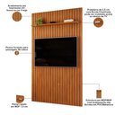 Ver imagem 3 de Painel Ripado para TV 60 pol Sala Quarto 143x240cm Lexa D05 Freijó - Lyam Decor