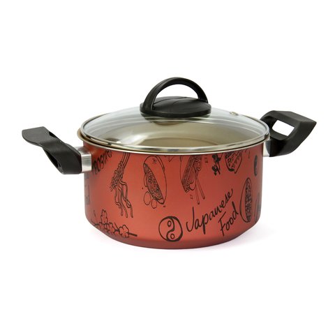 Caçarola Antiaderente 18 Cm com Tampa de Vidro - Modelos Exclusivos com Detalhes Dourados por Dentro