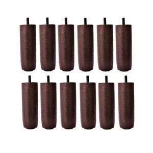 Kit de 12 Pés para Cama Box ou Baú Queen King 12 Cm de Altura Tdc Madeira Maciça Cor:marrom