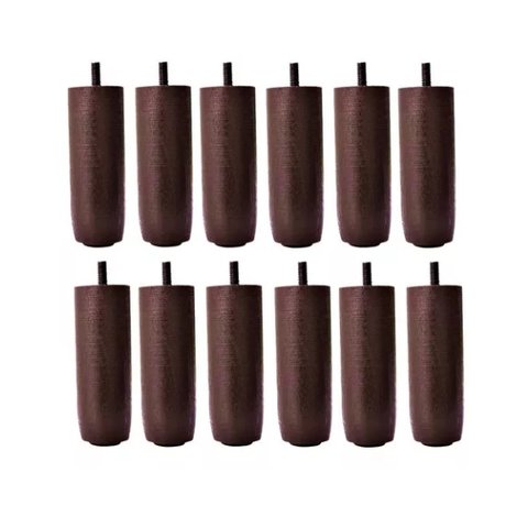 Kit de 12 Pés para Cama Box ou Baú Queen King 12 Cm de Altura Tdc Madeira Maciça Cor:marrom
