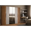 Ver imagem 1 de Guarda Roupa Casal 6 Portas (2 Ripadas e 2 C/ Espelho) e 6 Gavetas Atrice Nogueira Touch/nude Prime