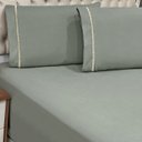 Ver imagem 3 de Jogo Cama Lençol Bold Queen Percal 400 Fios Acetinado C/ Ponto Palito 3 Peças - Cinza