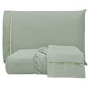 Ver imagem 1 de Jogo Cama Lençol Bold Queen Percal 400 Fios Acetinado C/ Ponto Palito 3 Peças - Cinza
