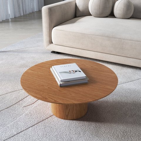 Mesa de Centro Gama Redonda 100% MDF 90cm x 90cm x 30cm Marrom
