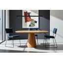 Ver imagem 4 de Conjunto Duas Cadeira de Jantar Minimalista Roma Tecido Linho Azul Marinho Base Aço Azul - Ooca Móve