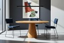 Ver imagem 4 de Conjunto Duas Cadeira de Jantar Minimalista Roma Tecido Linho Azul Marinho Base Aço Azul - Ooca Móve