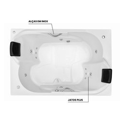 Banheira de Hidromassagem Mondialle Modelo Lecce Elegance 180cm X 120cm X 50cm em Acrilico - 4