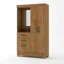 Ver imagem 2 de Guarda-Roupa Solteiro Capelinha com Espelho 2 Portas, 2 Gavetas e Pés Venerabile Marrom/Cinamomo