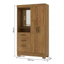 Ver imagem 3 de Guarda-Roupa Solteiro Capelinha com Espelho 2 Portas, 2 Gavetas e Pés Venerabile Marrom/Cinamomo