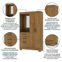 Ver imagem 4 de Guarda-Roupa Solteiro Capelinha com Espelho 2 Portas, 2 Gavetas e Pés Venerabile Marrom/Cinamomo