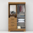 Ver imagem 5 de Guarda-Roupa Solteiro Capelinha com Espelho 2 Portas, 2 Gavetas e Pés Venerabile Marrom/Cinamomo
