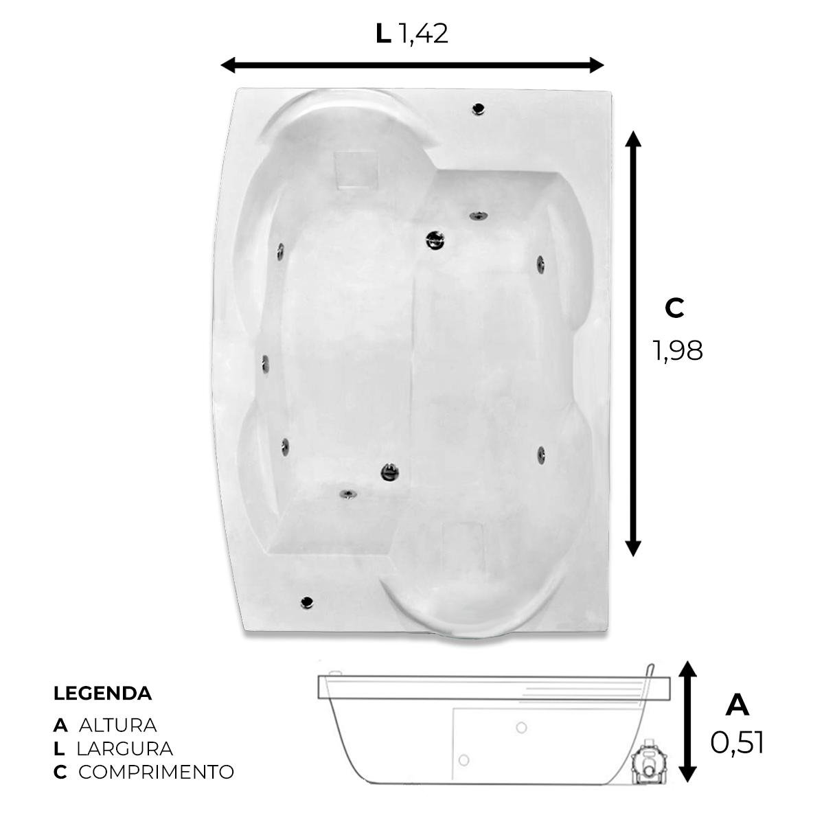Banheira Dupla Laguna com Hidro em Acrílico - 2