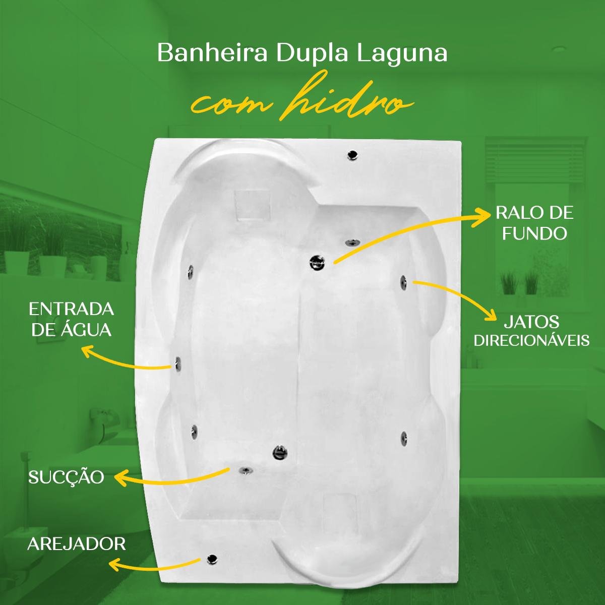 Banheira Dupla Laguna com Hidro em Acrílico - 4