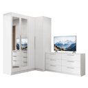 Ver imagem 2 de Conjunto Quarto com 2 Guarda-Roupas com Espelhos Neo 1 Cômoda/Móvel para TV Branco Madesa