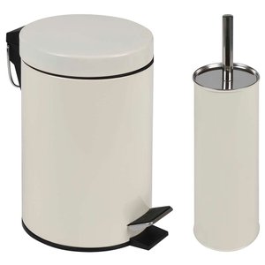 Conjunto Ágata Lixeira 3 Litros e Escova para Higienização de Vaso Sanitário Beg