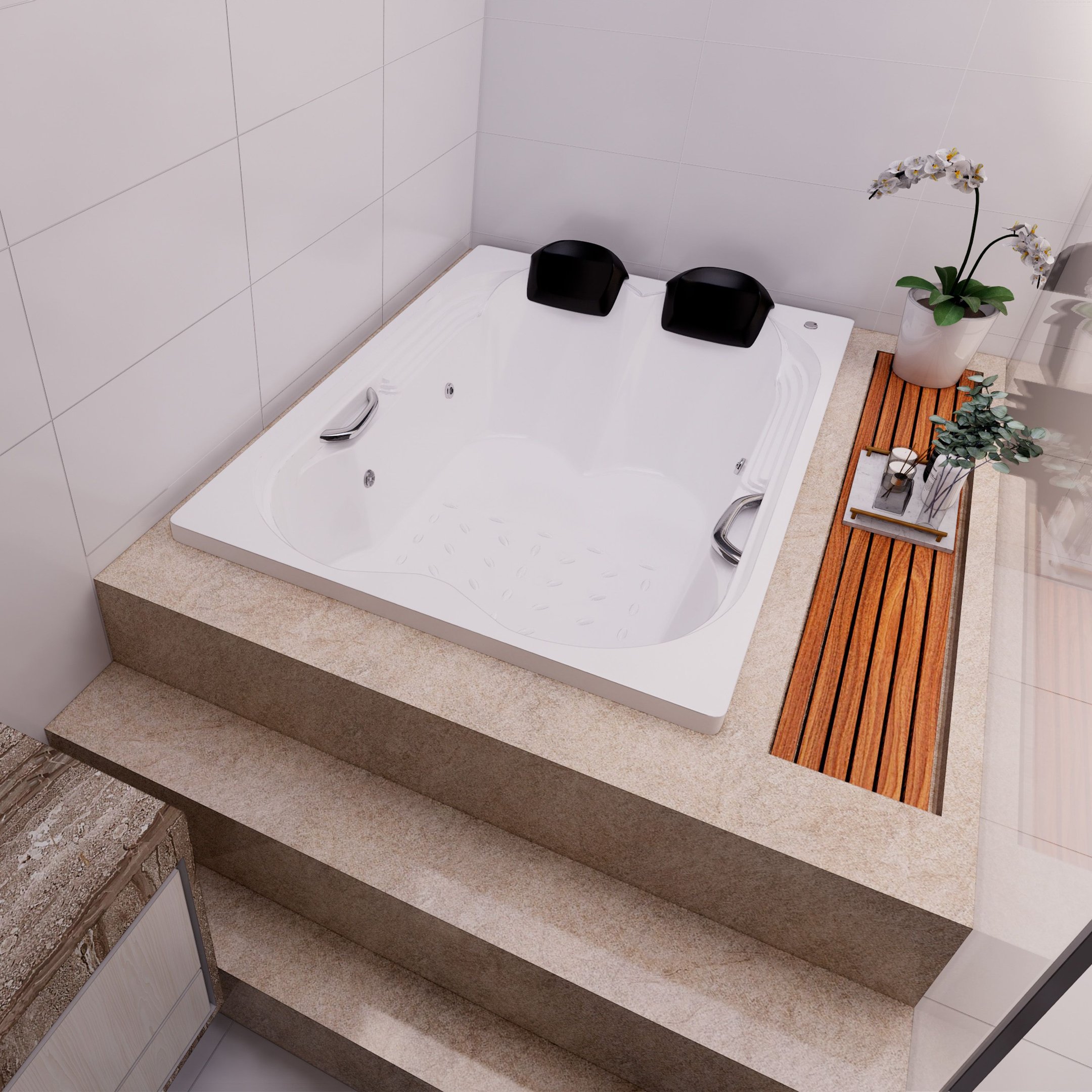 Banheira  Casal de  Hidromassagem  Ascoli  Essencial 170cmx120cmx43cm em Gel Coat- 220V Mondialle - 12