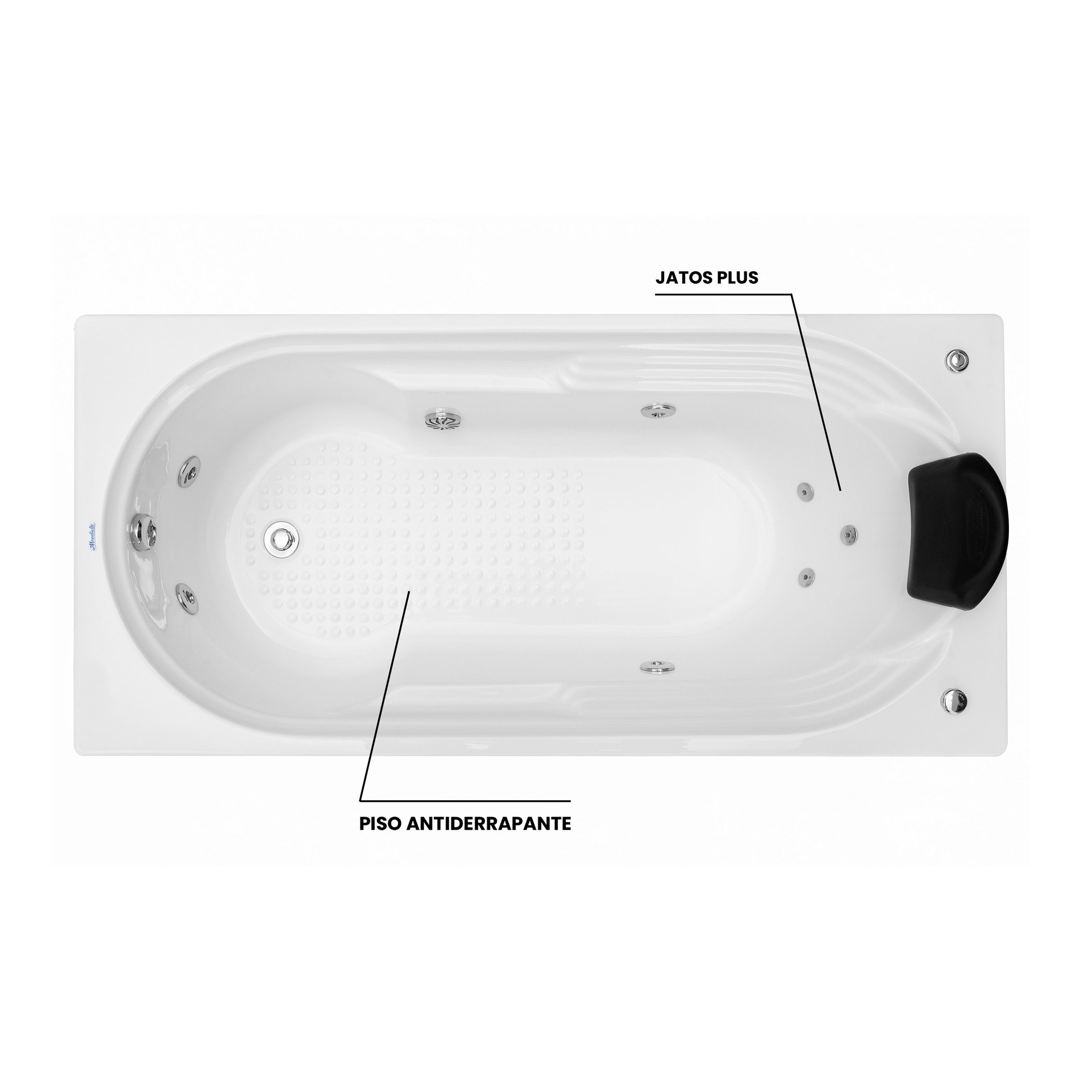 Banheira de Hidromassagem   Ascoli Elegance 180cmx80cmx43cm em Gel Coat- 220V Mondialle - 5