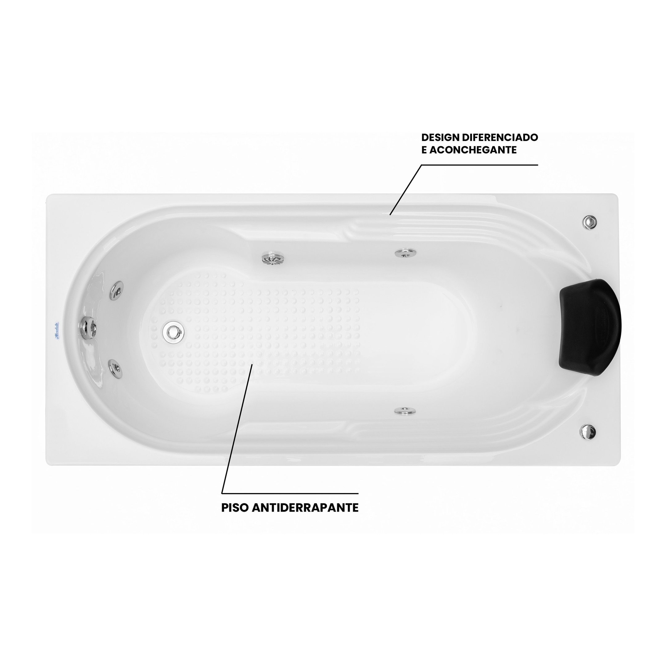 Banheira de Hidromassagem   Ascoli Essencial 180cmx80cmx43cm em Acrílico- 220V Mondialle - 5