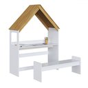 Ver imagem 1 de Mesa Infantil Casinha Montessoriana com Banco 100% Mdf Branco Brilho/amêndoa - Móveis Peroba