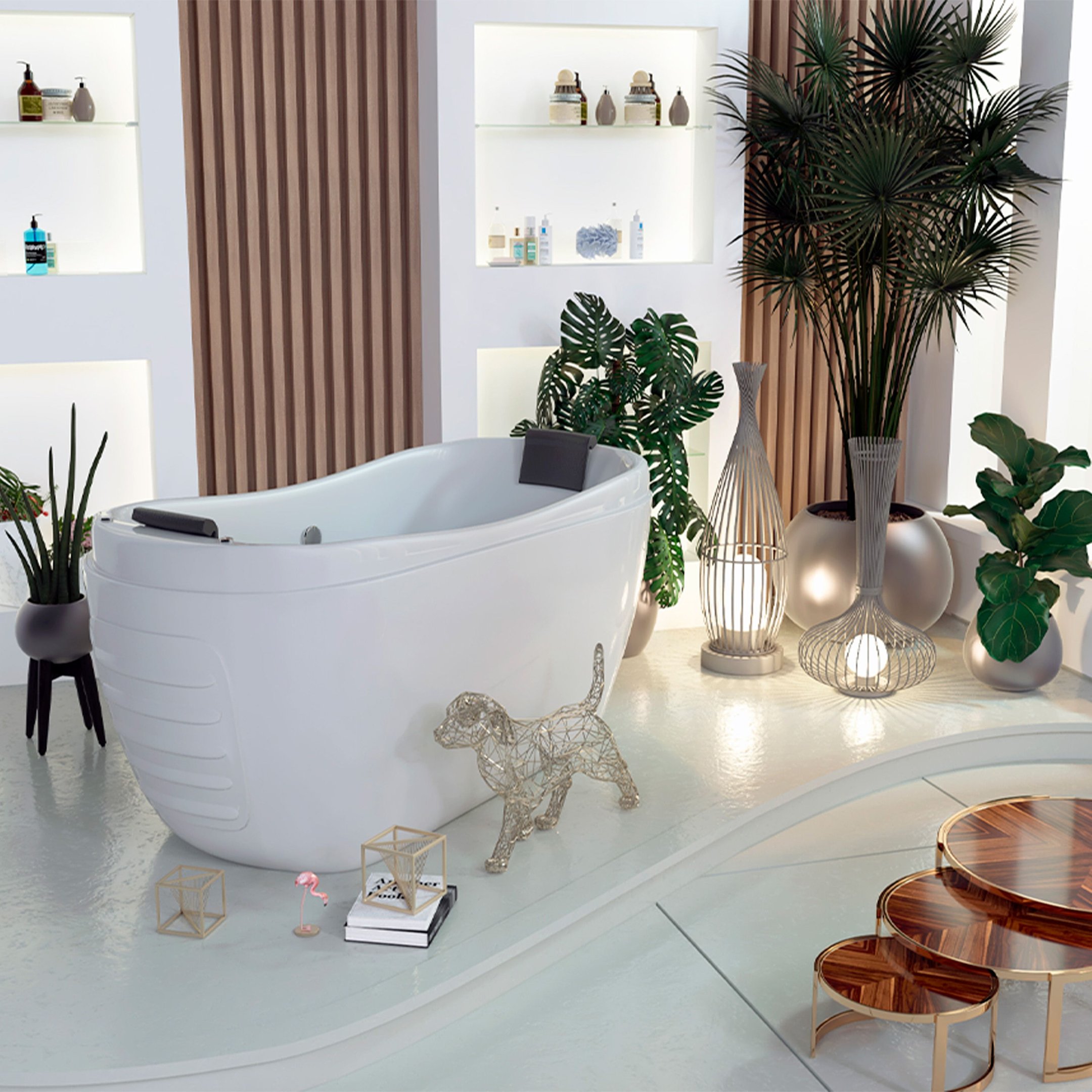 Banheira de Hidromassagem   Palermo Elegance 177cmx82cmx77cm em Acrílico- 220V Mondialle - 7