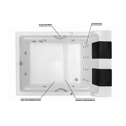 Banheira de Hidromassagem Mondialle Modelo Imperia Dupla Elegance 181cmx125cmx51cm em Acrílico - 3