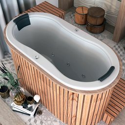 Banheira de Hidromassagem   Ofuro Oval Duplo Essencial 161cmx81cmx95cm em Gel Coat- 220V Mondialle - 2