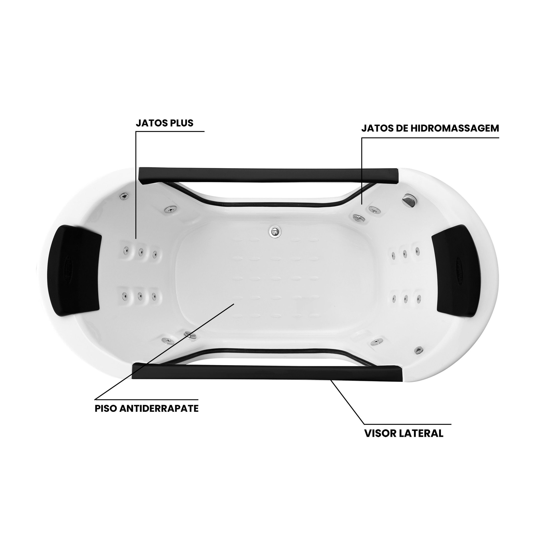 Banheira de Hidromassagem   Portofino Elegance 197cmx91cmx75cm em Acrílico- 220V Mondialle - 3