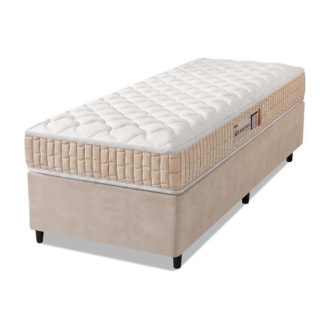Cama Box Colchão Solteiro Espuma D33 New Millenium 88x188x57cm Branco / Bege Hellen