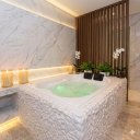Ver imagem 1 de Banheira Casal de Hidromassagem Ascoli Elegance 160CMX110CMX43CM em Gel Coat- 220V Mondialle Branco