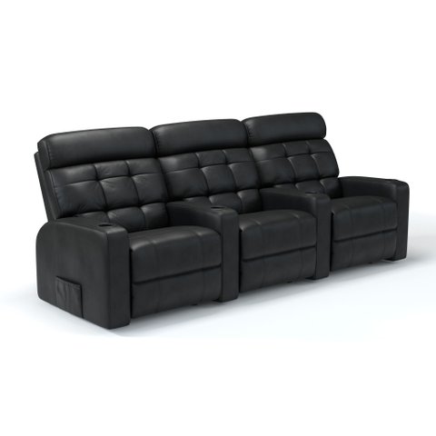 Sofá 3 Lugares Reclinável Elétrico em Corino Importado Cor Preto Linha Cinema