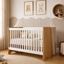 Ver imagem 1 de Berço Mini Cama 132,4x72,5cm 100% MDF Lua Marrom/Branco Amadeirado