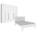 Ver imagem 1 de Quarto de Casal Guarda-Roupa 6 Portas Portugal e Cama Casal Safira Espresso Móveis Branco/Neve
