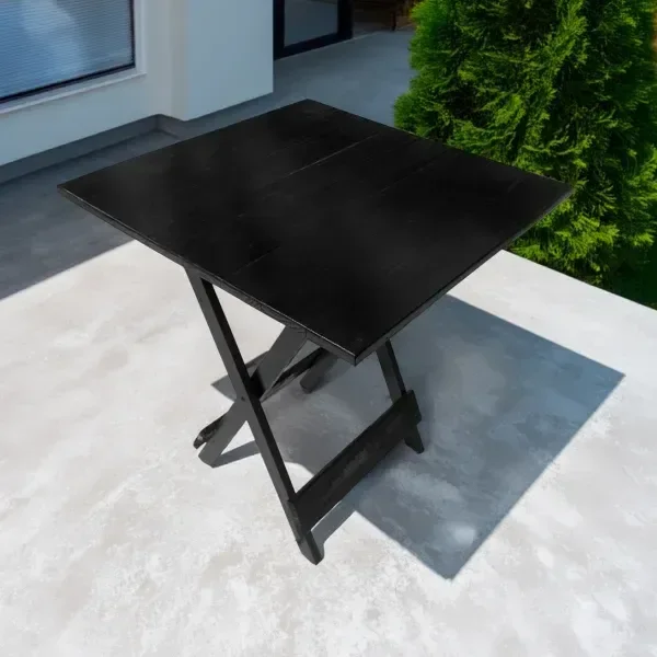 Mesa Dobrável 70x70 Retrátil de Madeira - Preto
