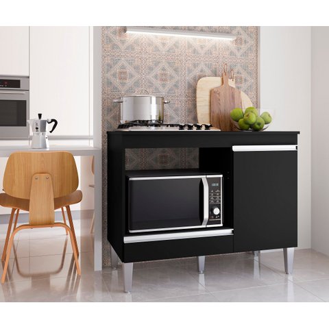 Balcão Armário para Forno e Cooktop Carla Preto Fosco Ajl