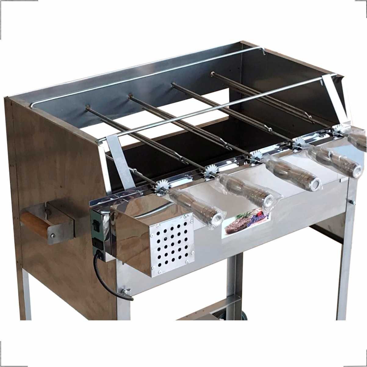Churrasqueira Luxo 65x41 Inox Com Kit Giratório 5 Espetos LOJA DE CHURRASQUEIRA LIRK-65 Cinza - 2