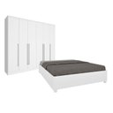 Ver imagem 1 de Quarto de Casal Guarda-Roupa 6 Portas Portugal e Cama Casal Grecia Espresso Móveis Branco/Neve
