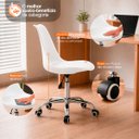 Ver mais imagens de Kit 2 Cadeiras Office Saarinen Giratória Base Cromada com Rodízio e Ajuste de Altura Branco