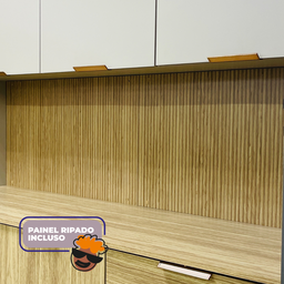 Cozinha Completa 5 Peças 10 Portas 3 Gavetas com Tampo e Painel Ripado Central Glam - 13