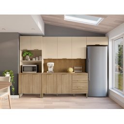 Cozinha Completa 5 Peças 10 Portas 3 Gavetas com Tampo e Painel Ripado Central Glam - 1